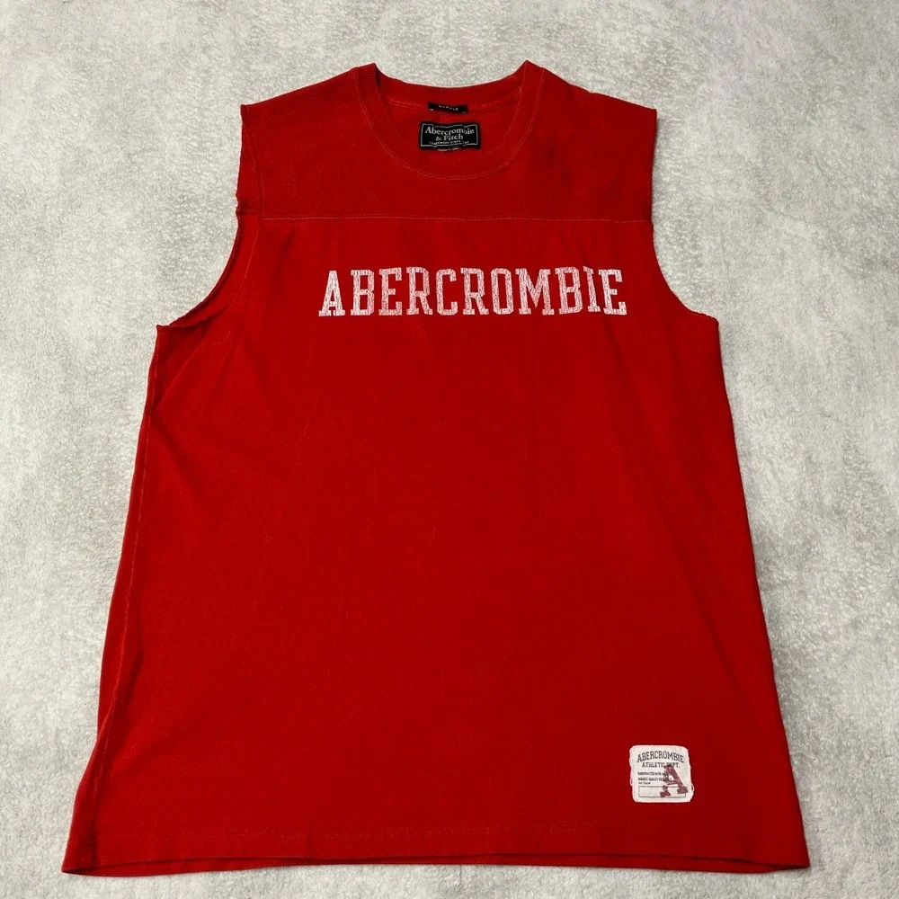 Vintage Y2K Abercrombie Muscle Tank Top Red Spellout Graphic Athletic  Mens M?